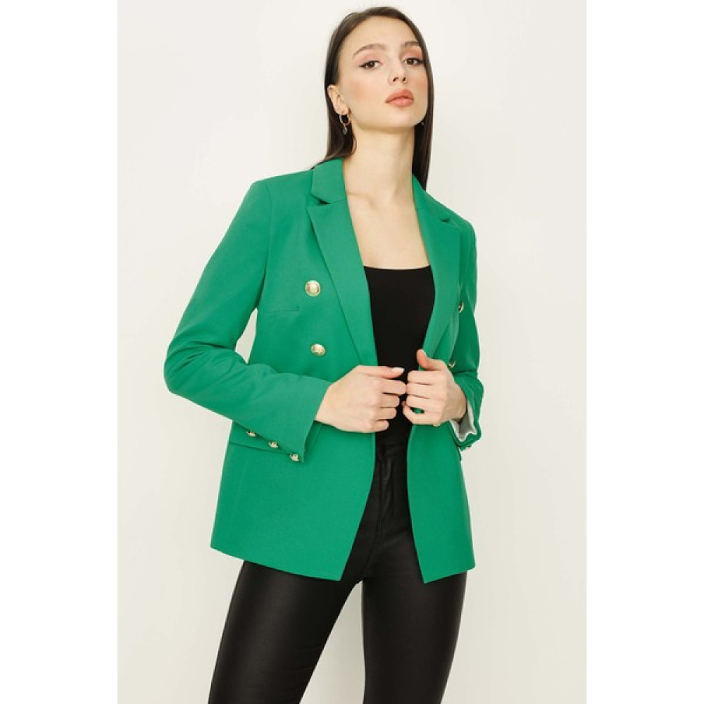 Select Moda Kadın Yeşil Gold Düğmeli Blazer Ceket Bayan Ceket Fiyatı