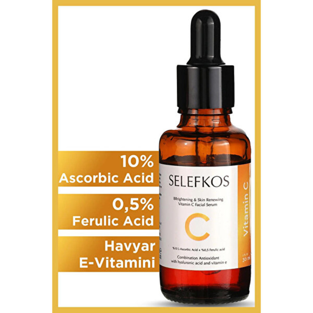 Selefkos Vitamin-C Serum Aydınlatıcı Renk Tonu Eşitleyici C Vitamini Serum (%10ASCORBICACID-%0,5FERULICACID ) - Vitamin C Anti-Aging / Yaşlanma Karşıtı Fiyatı