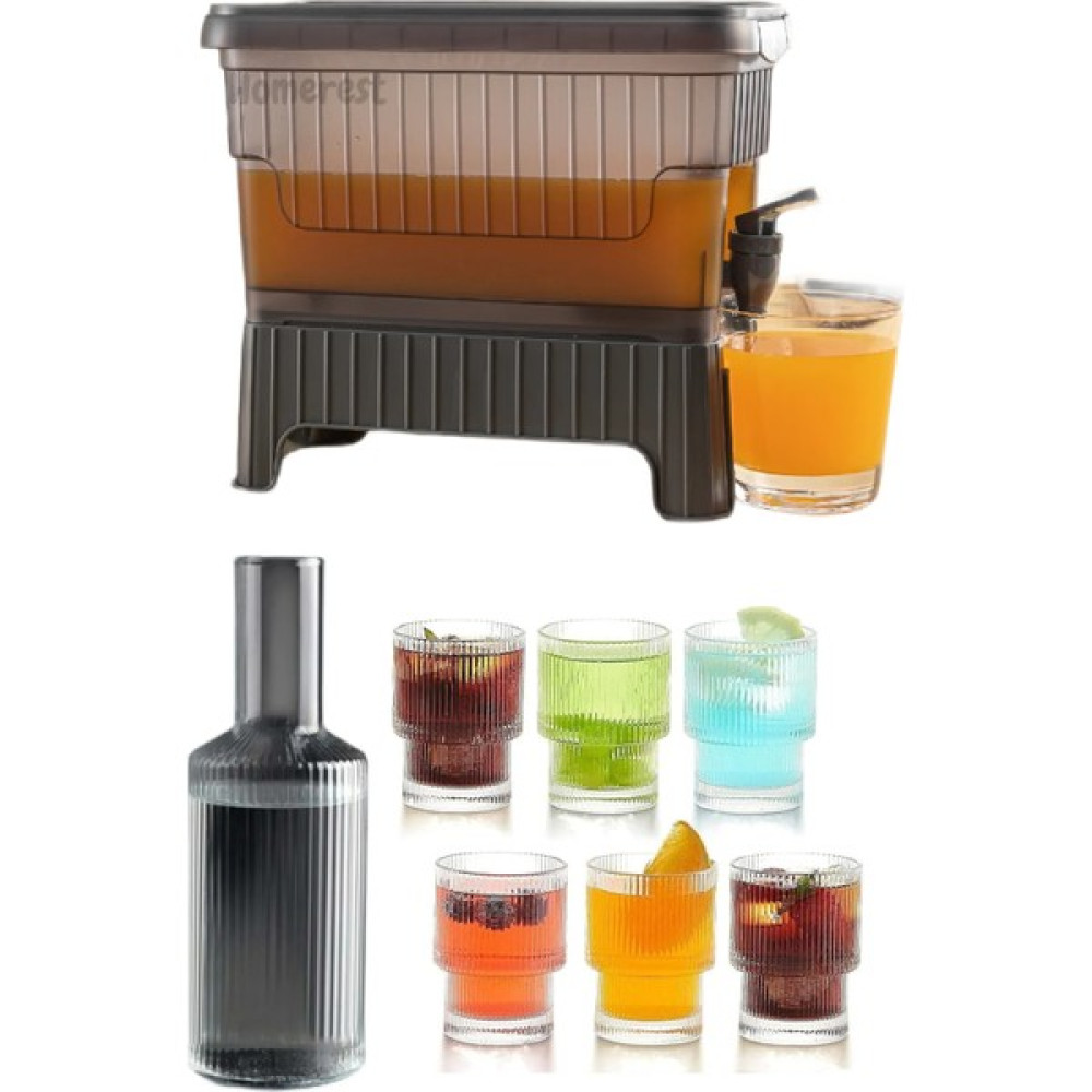 Selenica 4 lt Antrasit Musluklu Buzdolabı Su Limonata Sebili 1 lt Cam Sürahi 300 ml Origami Bardak Fincan / Bardak / Kahve Takımı Fiyatı