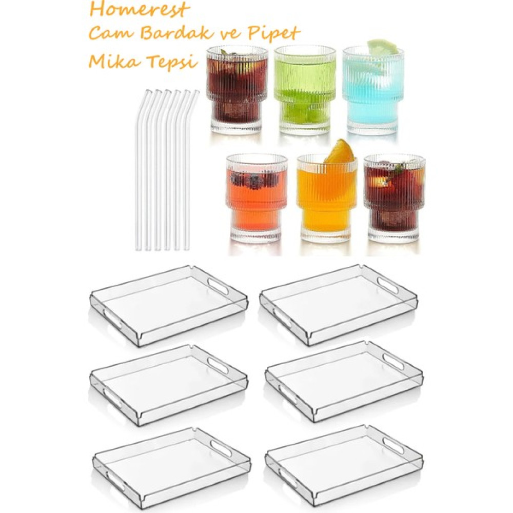 Selenica Origami Cam Bardak Cam Pipet Mika Tepsi Pinterest Sunum Servis Seti 6 Kişilik 300 ml Fincan / Bardak / Kahve Takımı Fiyatı
