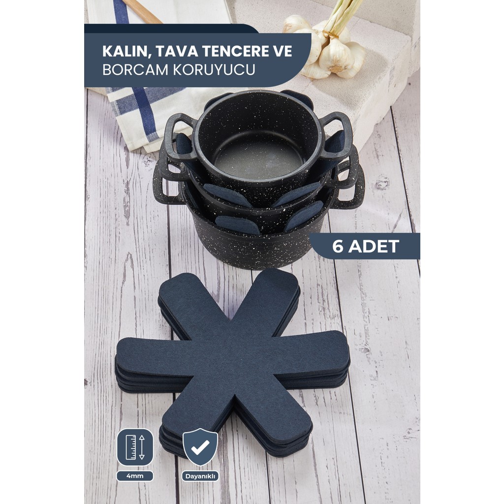 Self Power Kalın Tencere,tava & Borcam Koruyucu Çizdirmez Elyaf Keçe 6'lı Set 30X30 cm Tava Çizdirmez - Renkli Tepsiler / Fırın Kapları Fiyatı