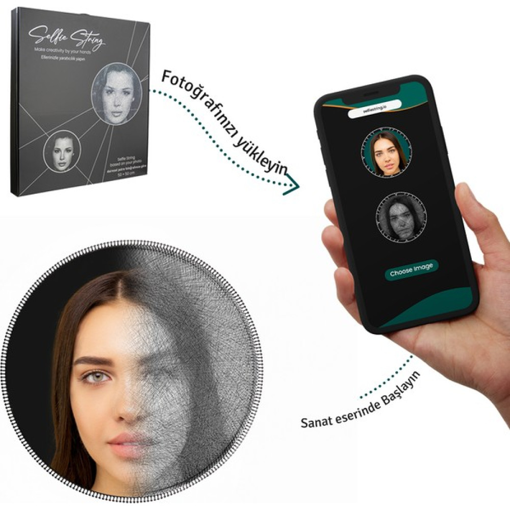 Selfie String Filografi Seti - Fotoğrafını Iplik Çizimiyle Özelleştir - 1 Oyun & Hobi Fiyatı