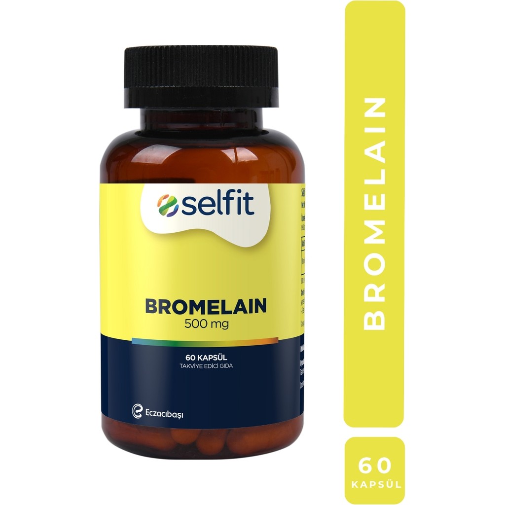 Selfit 500 mg Bromelain İçeren Bitkisel Kapsül - 60 Adet, Gluten İçermez, Türkiye Menşeli Diğer Fiyatı