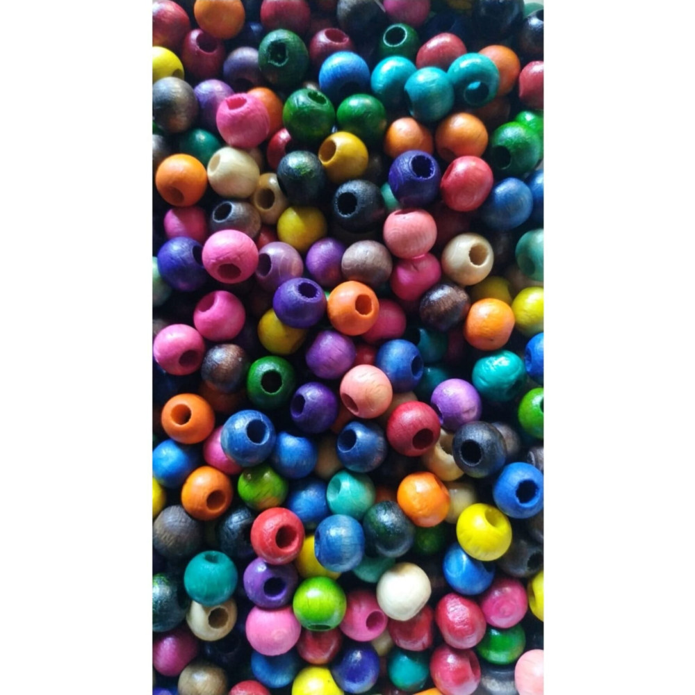 Selin 10 Mm Karışık Renkli Ahşap Boncuk - 100 Gram ( Ort ± 250 - 300 Adet) Diğer Fiyatı