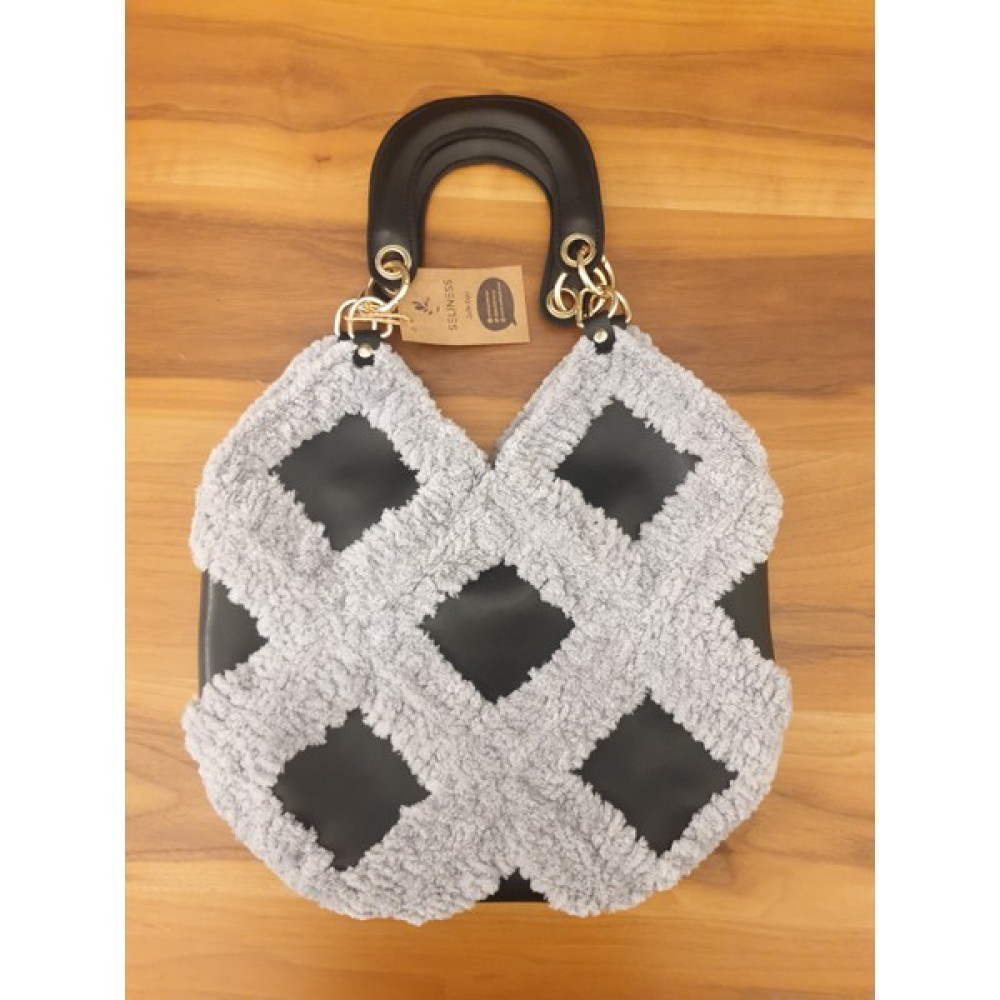 Seliness Design Seliness Deri Motifli Kürk Çanta - Gri - Siyah Oto Boyaları Fiyatı