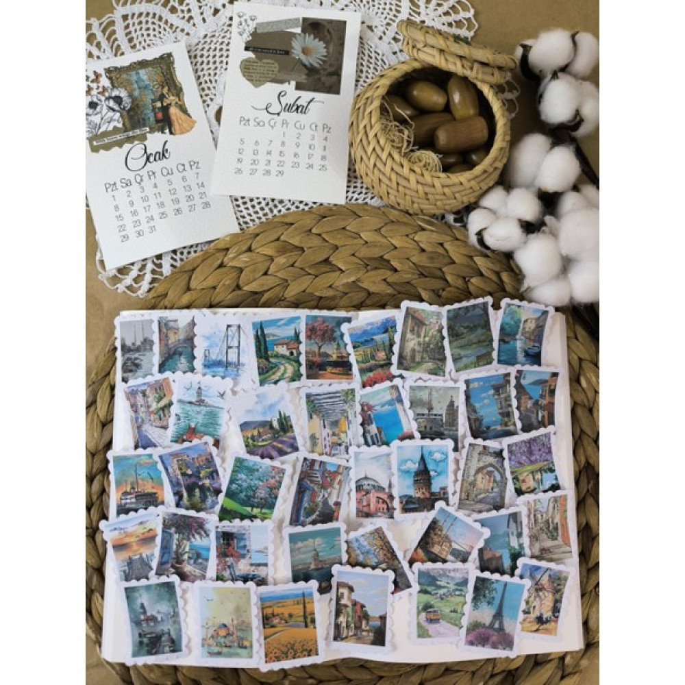 Selis Craft Pul Manzara Sticker Etiket Seti 01 Ajanda Planlayıcı Oto Boyaları Fiyatı
