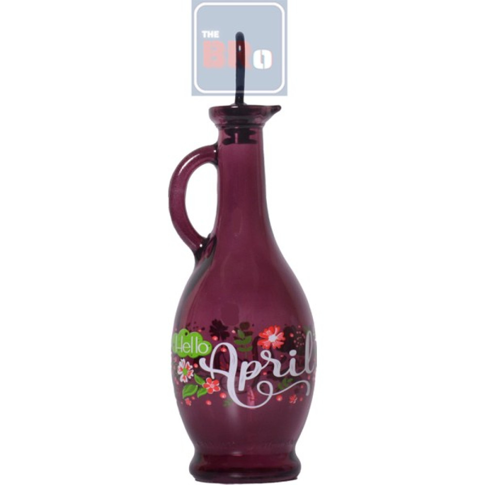 Selka April Desenli Patlıcan Moru Kulplu Zeytinyağı Şişesi 500 ml - Mor Mutfak Gereçleri Fiyatı