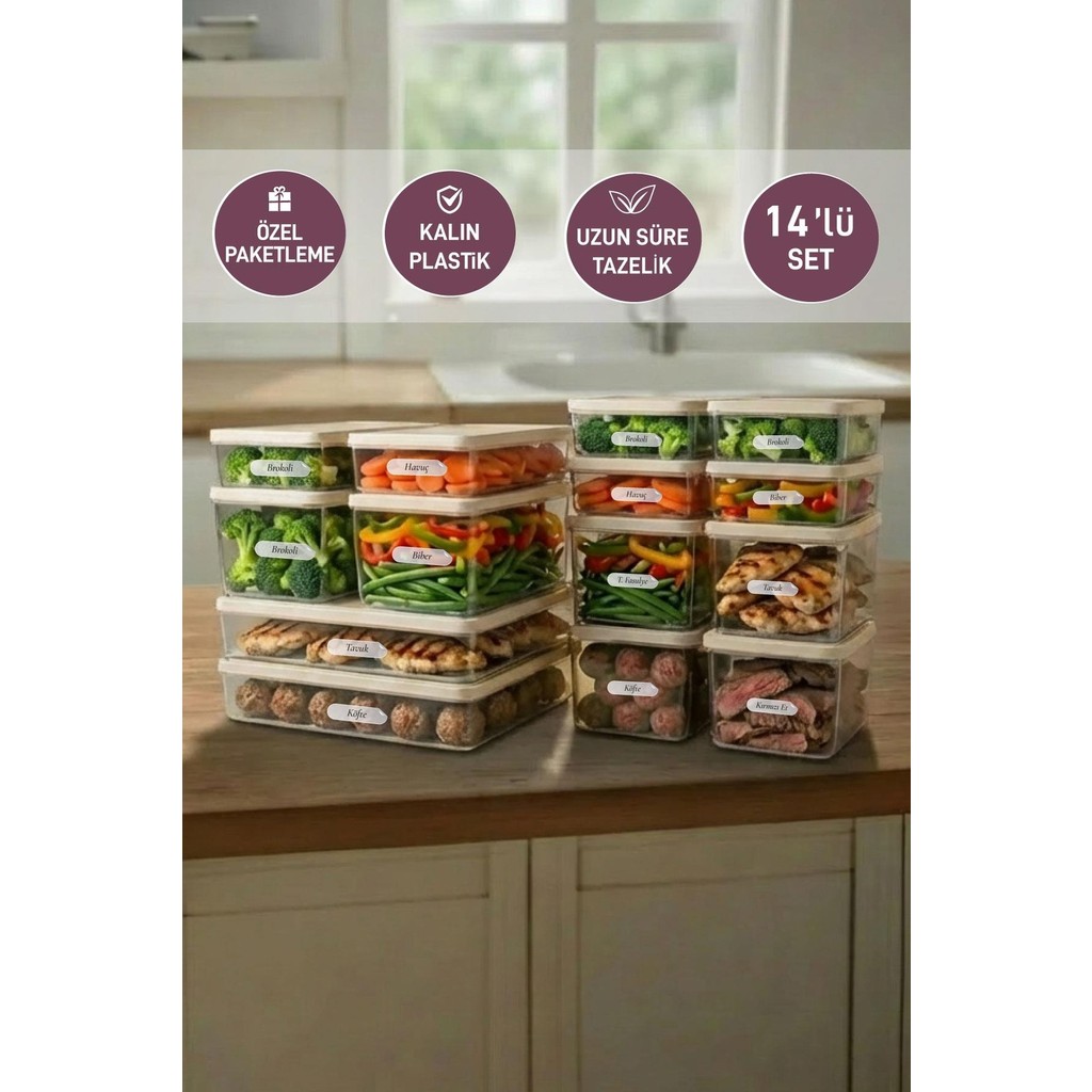 Selka Home 14'lü Set Nora Organizer Buzdolabı Buzluk Düzenleyici Saklama Kabı - Ekru Eşya Saklama / Düzenleme Fiyatı