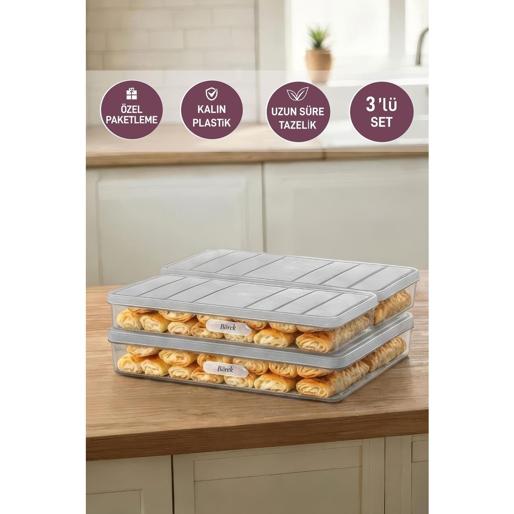 Selka Home 3'lü Set ( 1 Adet 2,25 2 Adet 1 Lt. ) Nora Organizer Buzdolabı Buzluk Düzenleyici Saklama Kabı - Açık Gri Eşya Saklama / Düzenleme Fiyatı