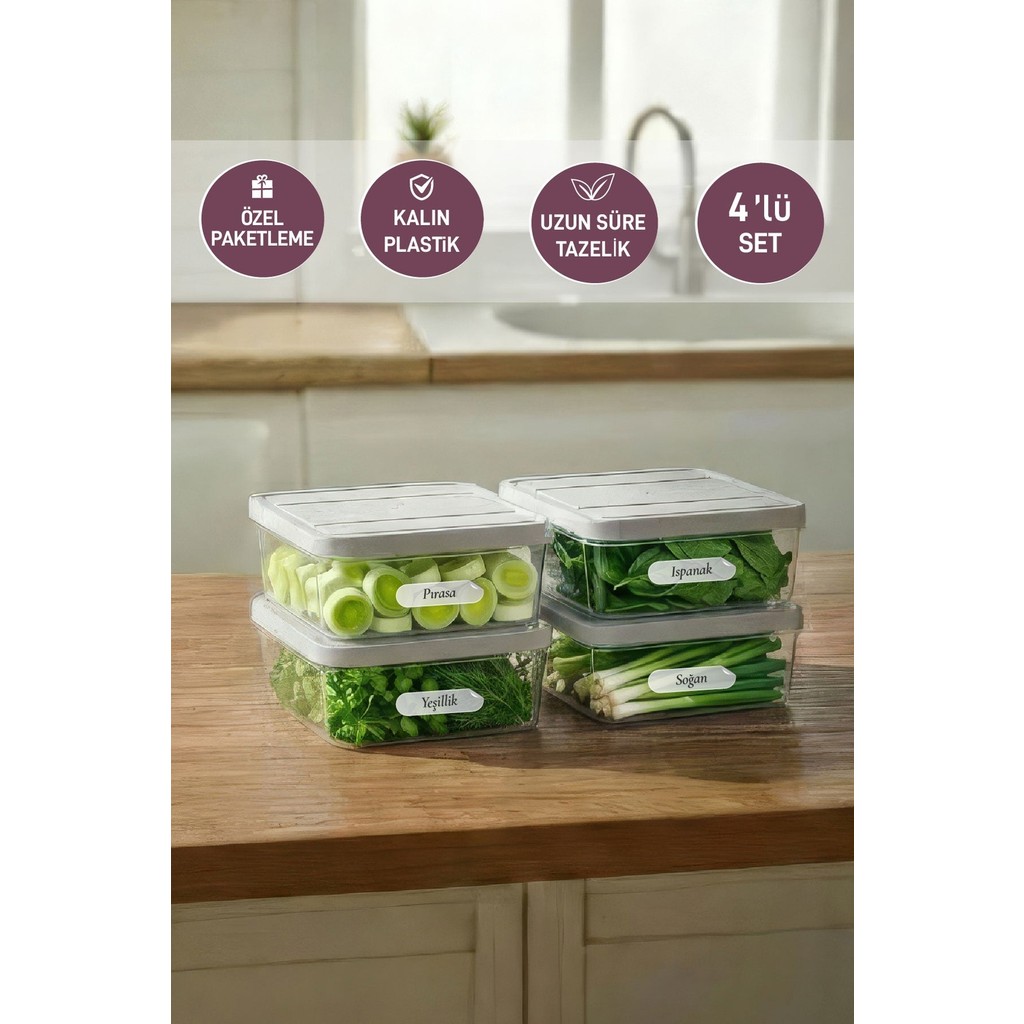 Selka Home 4 Adet 0.5 Lt. Nora Organizer Buzdolabı Buzluk Düzenleyici Saklama Kabı - Açık Gri - 0,5 Eşya Saklama / Düzenleme Fiyatı