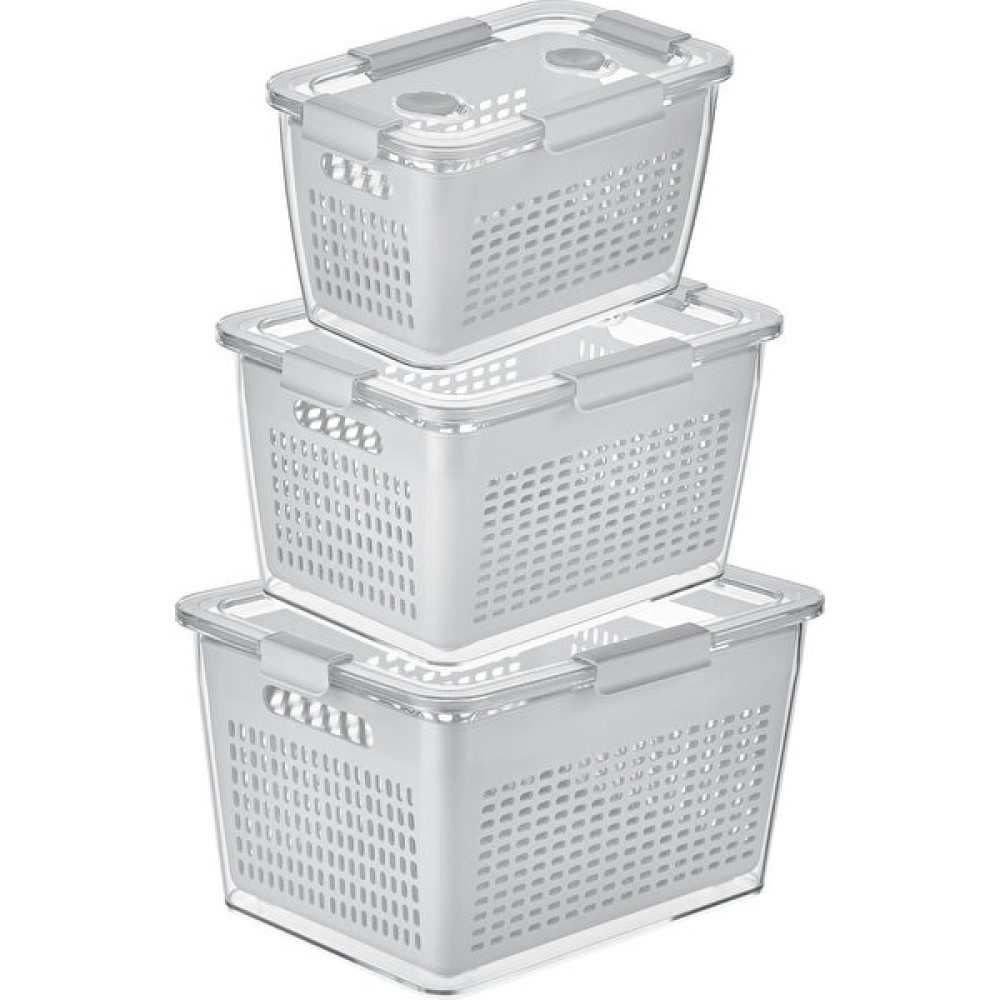 Selka Home Lavin 3'lü 2-4-7 Litre Saklama Kabı - Açık Gri Saklama Kapları Fiyatı