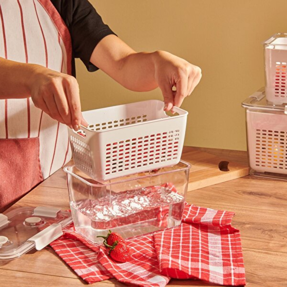 Selka Home Lavin Süzgeçli Saklama Kabı - Beyaz - 2000 ml Saklama Kapları Fiyatı