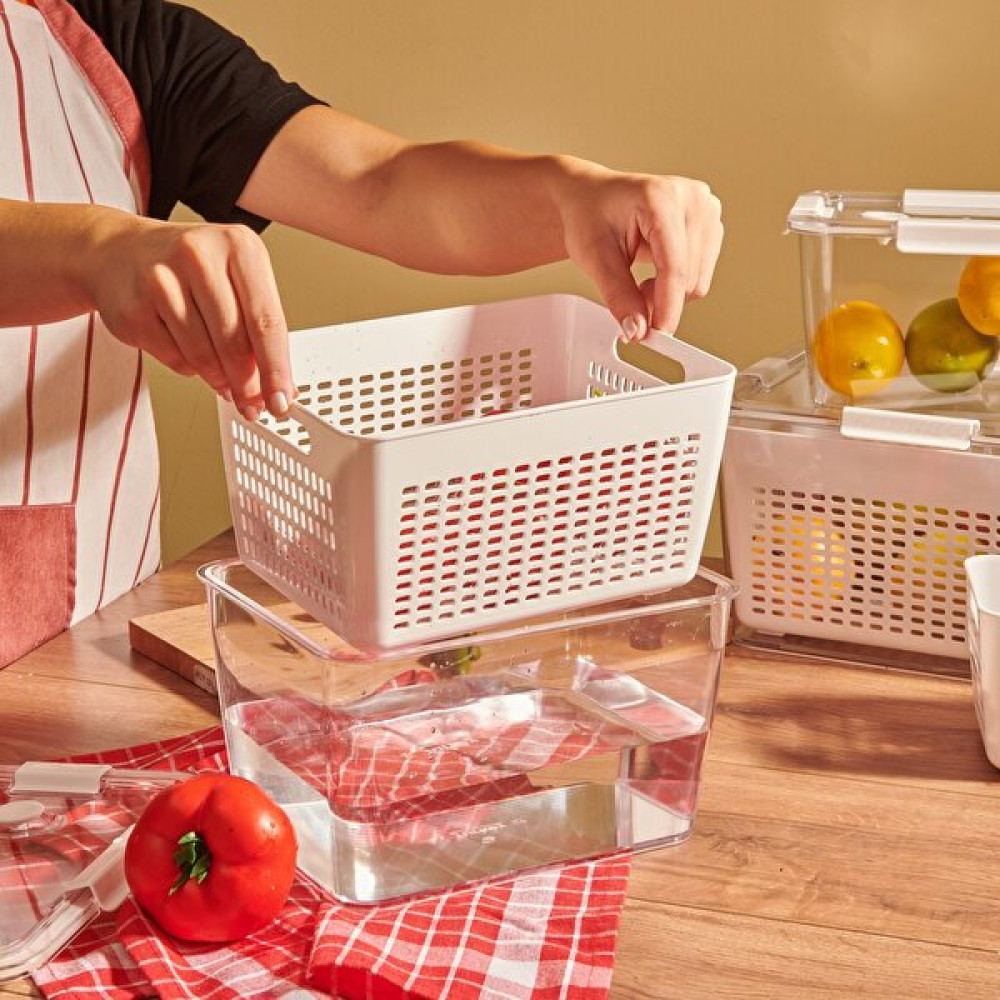 Selka Home Lavin Süzgeçli Saklama Kabı - Beyaz - 4000 ml Saklama Kapları Fiyatı