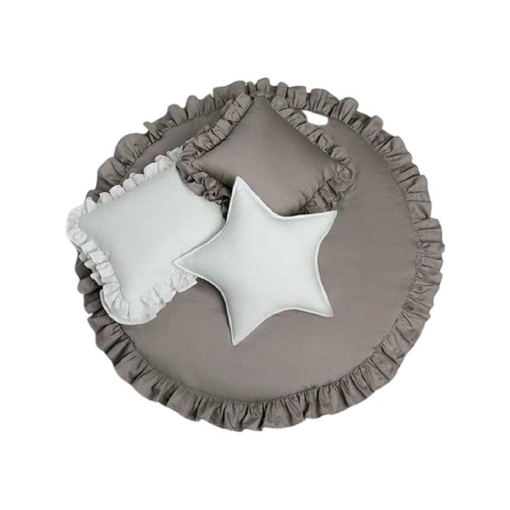 Selly Baby Gri Yuvarlak Fırfırlı Bebek / Çocuk Oyun Matı Oyun Halısı - 120 x 120 cm Oyuncak Fiyatı