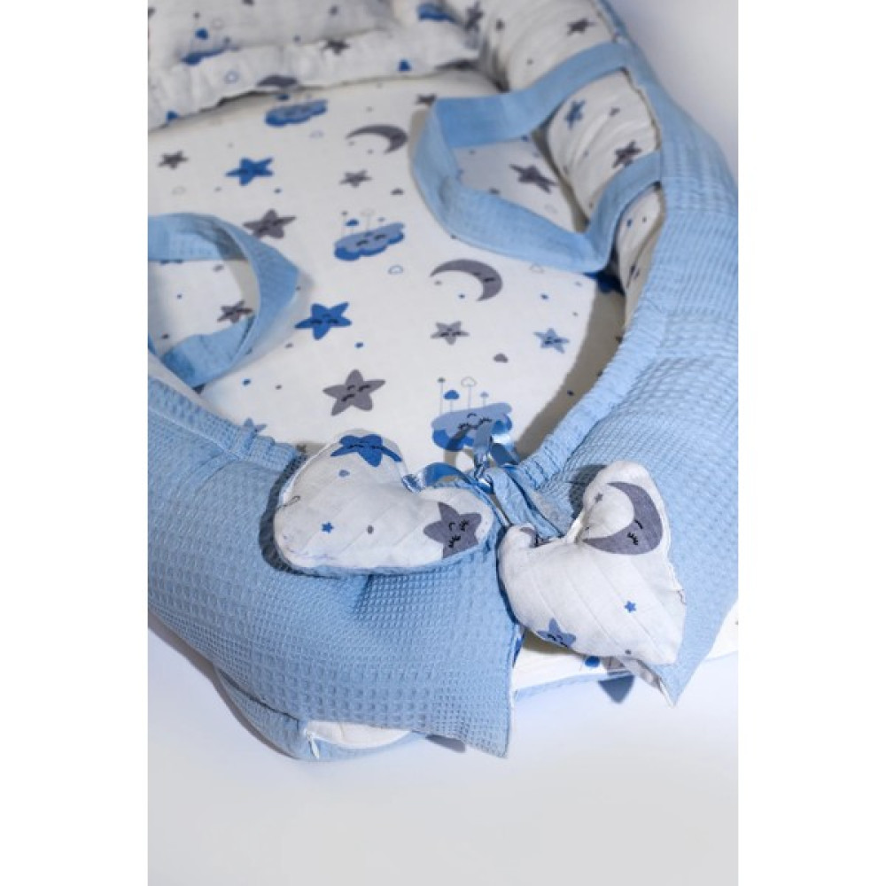 Selly Baby Mavi Waffle Pike Kumaş Açılır-Kapanır Anne Yanı Babynest Oto Boyaları Fiyatı