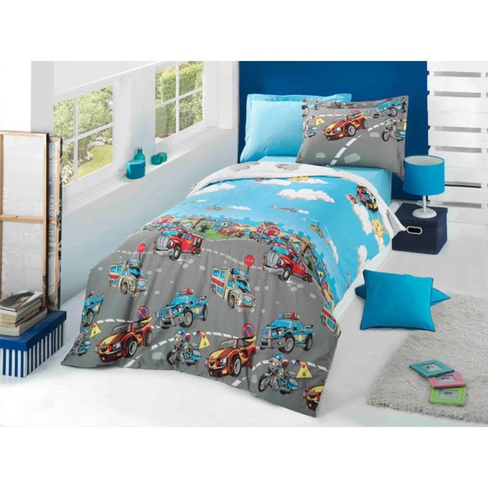 Selonya Ranforce Arabalı Tek Kişilik Nevresim Takımı %100 Pamuk - 160 x 220 cm - Renkli Nevresim Takımı Fiyatı