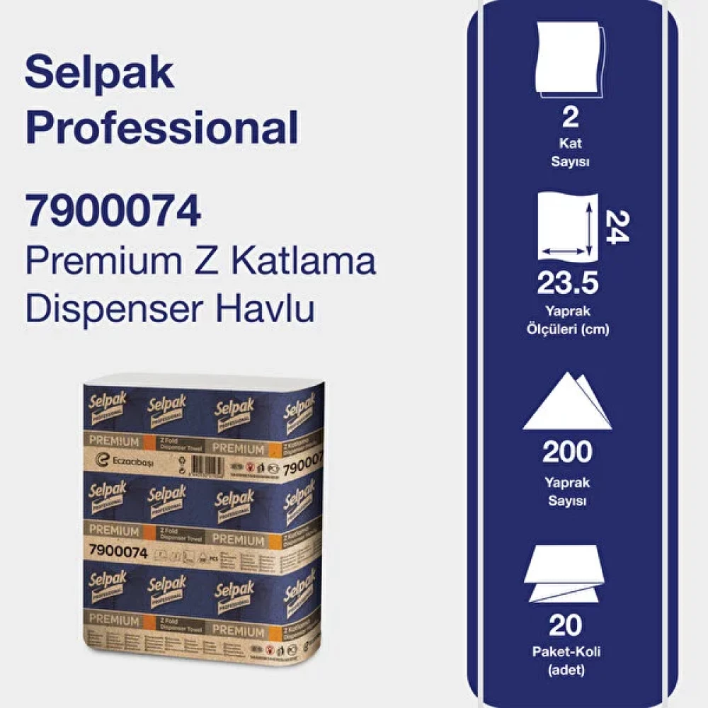 Selpak Professional Premium Z Katlı Dispenser Havlu 200yp 20li Kağıt Havlu Fiyatı