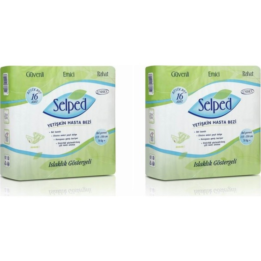 Selped Belbantlı Hasta Bezi L 2 Paket x 16 Adet Hasta Bezleri ve Temizliği Fiyatı