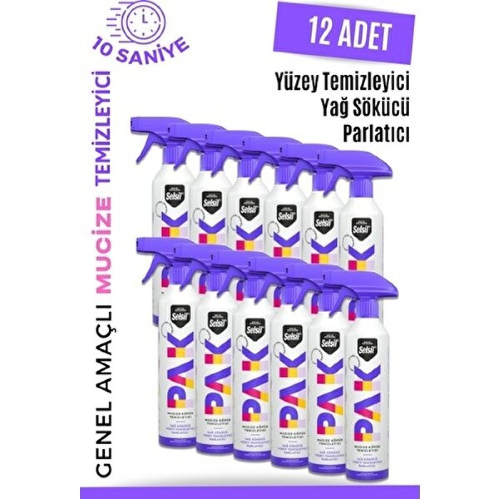 Selsil Pak 12'li 500 ml Mucize Köpük Yağ Sökücü Yüzey Temizleyici - Beyaz Temizlik Malzemeleri Fiyatı