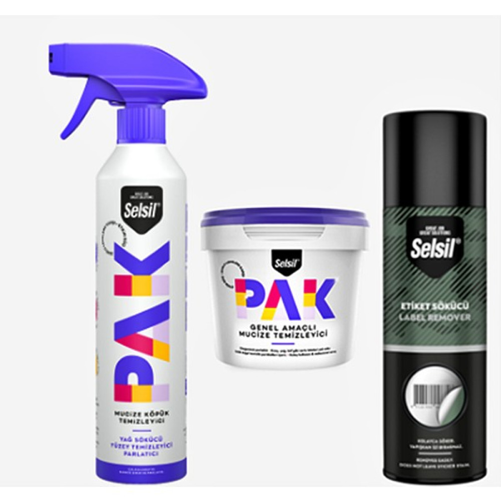 Selsil Pak Krem 500 gr / Pak Mucize Köpük Temizleyici 500 ml / Etiket Sökücü 200 ml Temizlik Malzemeleri Fiyatı