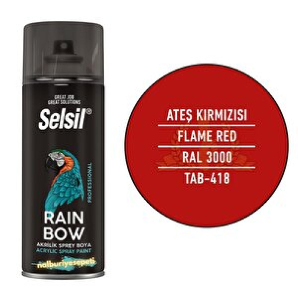 Selsil Rainbow Akrilik Sprey Boya Ateş Kırmızı 400 Ml. - Ral3000 Boyalar Fiyatı