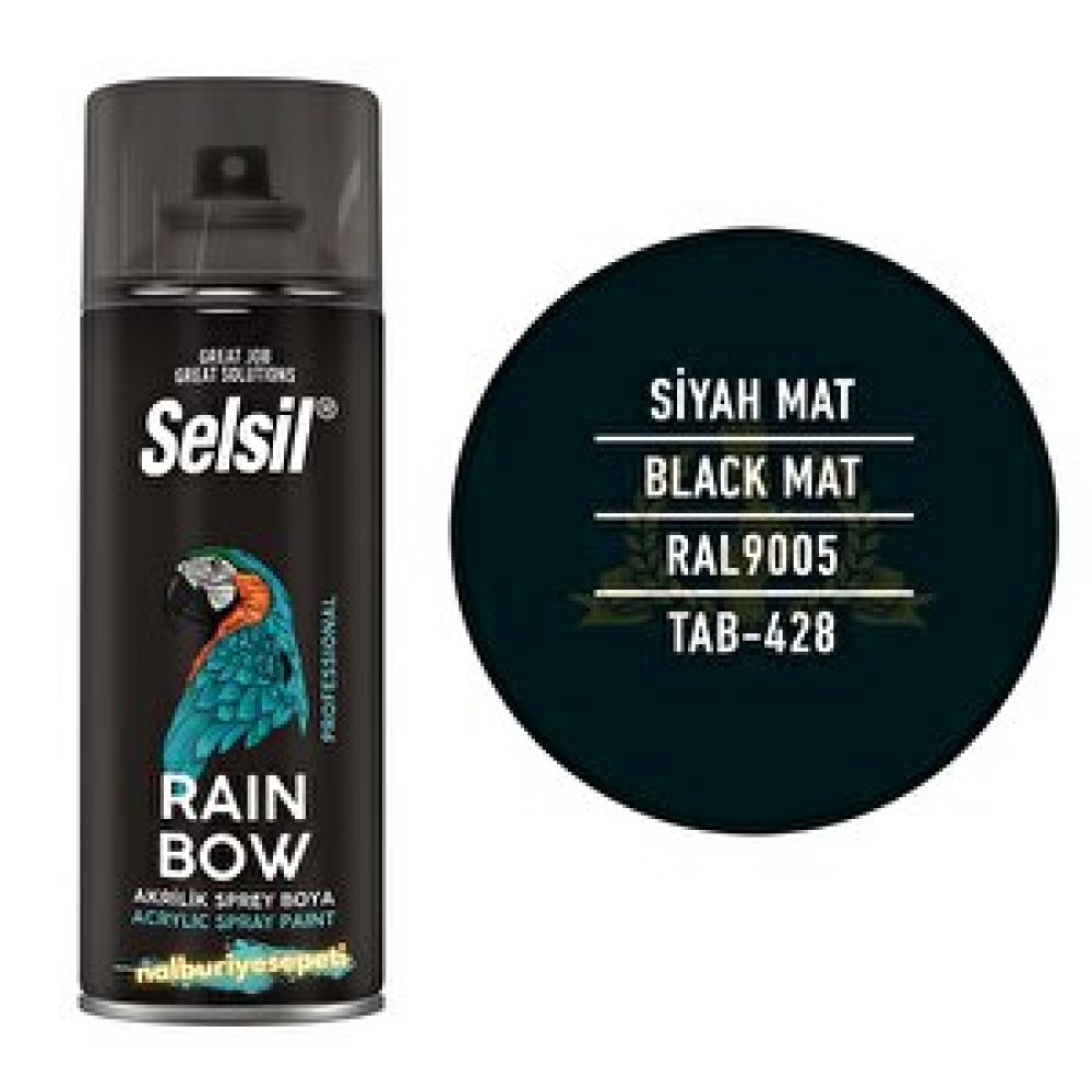 Selsil Rainbow Akrilik Sprey Boya Mat Si̇yah 400 Ml. - Ral9005 Boyalar Fiyatı