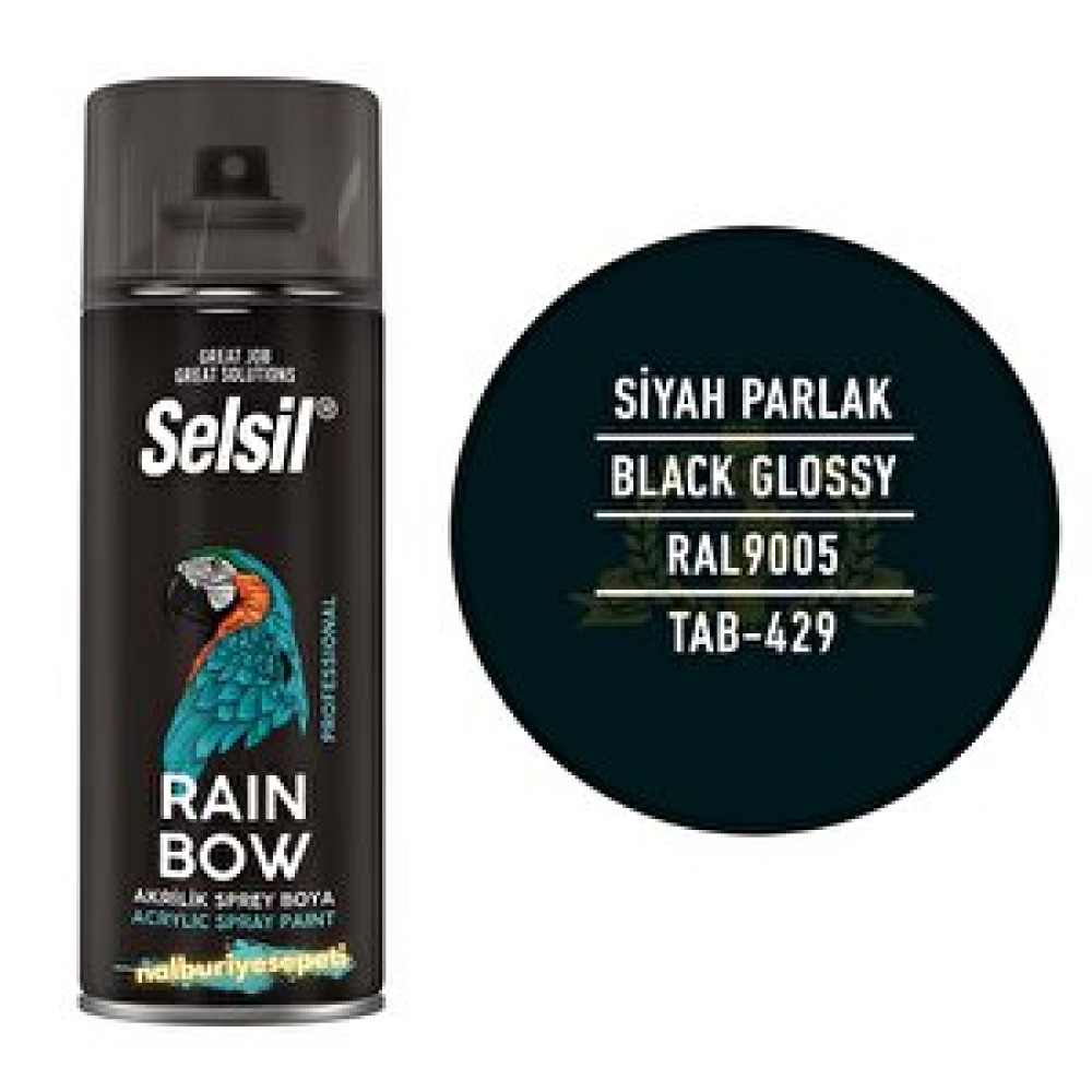 Selsil Rainbow Akrilik Sprey Boya Parlak Si̇yah 400 Ml. - Ral9005 Boyalar Fiyatı
