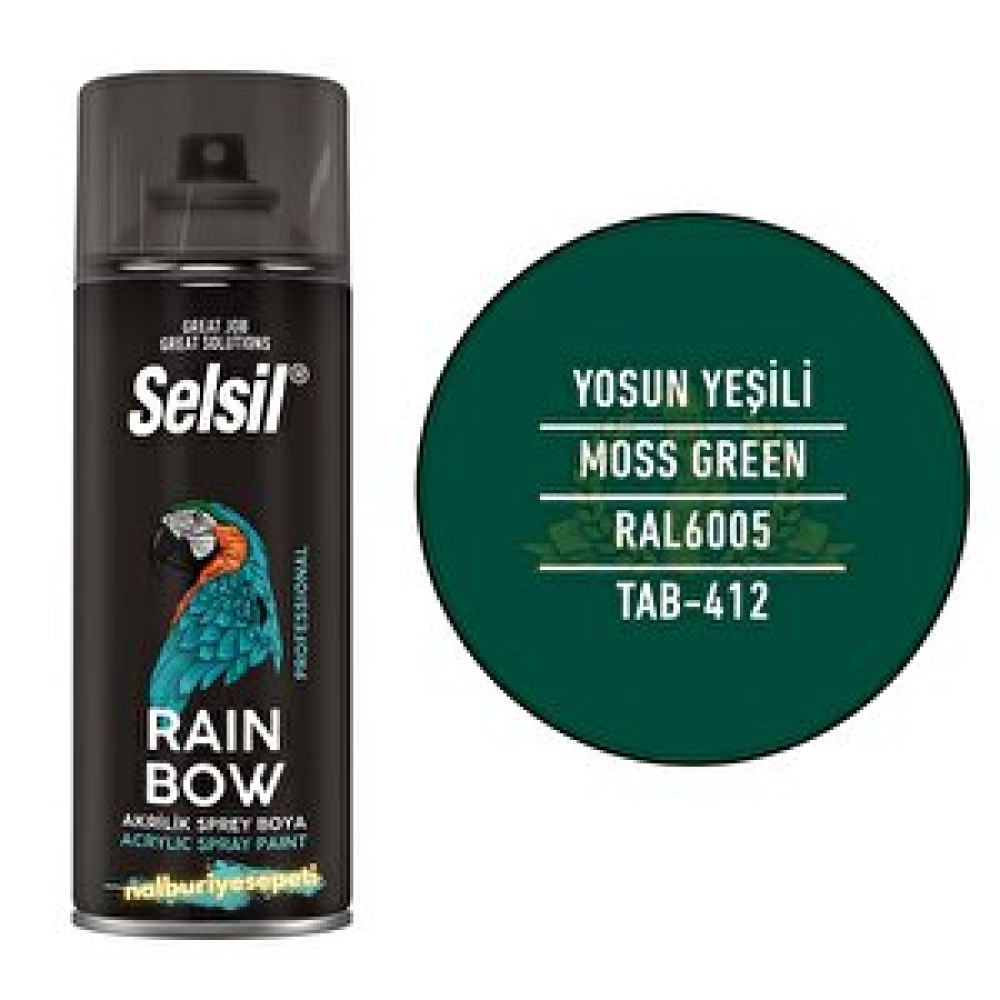 Selsil Rainbow Akrilik Sprey Boya Yosun Yeşi̇l 400 Ml. - Ral6005 Boyalar Fiyatı