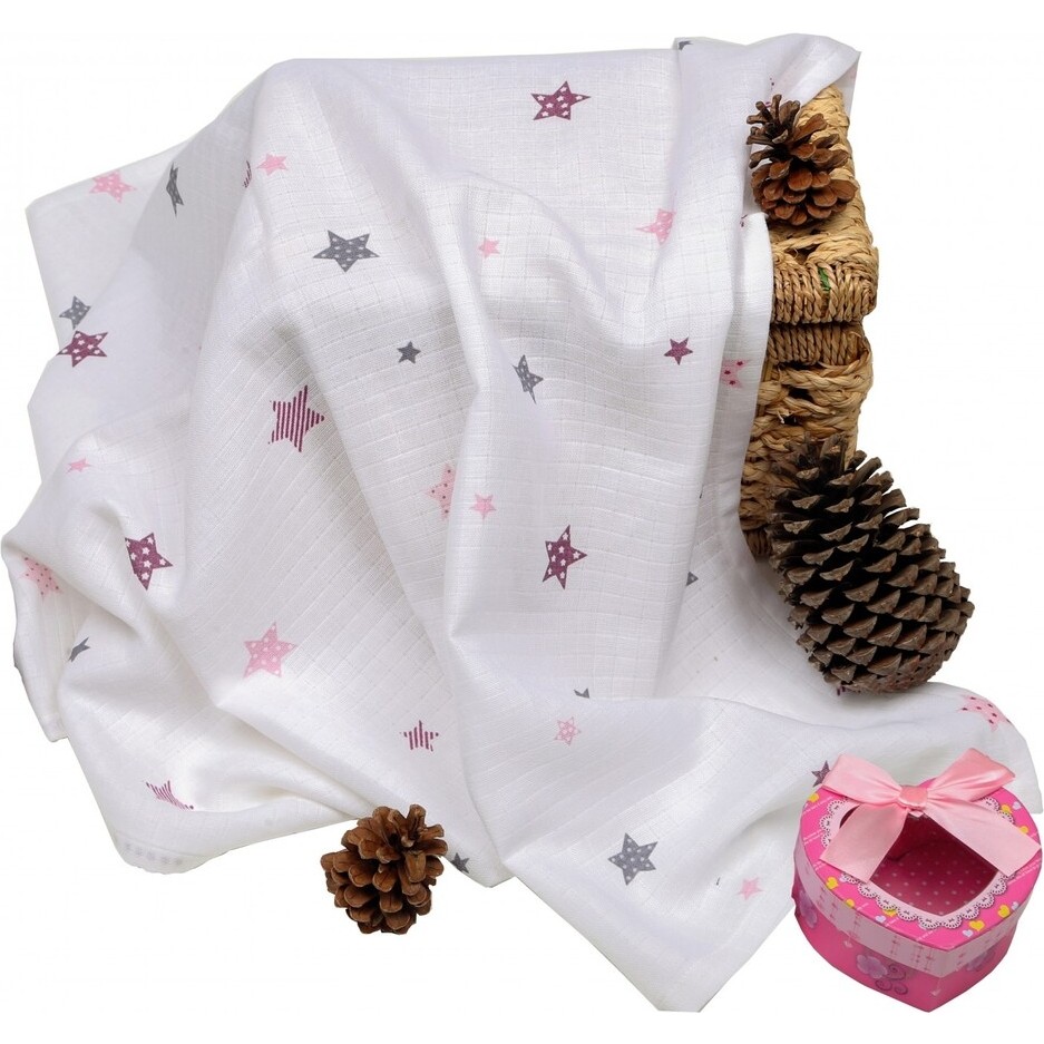 Sema Baby Çok Amaçlı Müslin Örtü 100x80 cm - Pembe Yıldız 8682476853124 Diğer Fiyatı