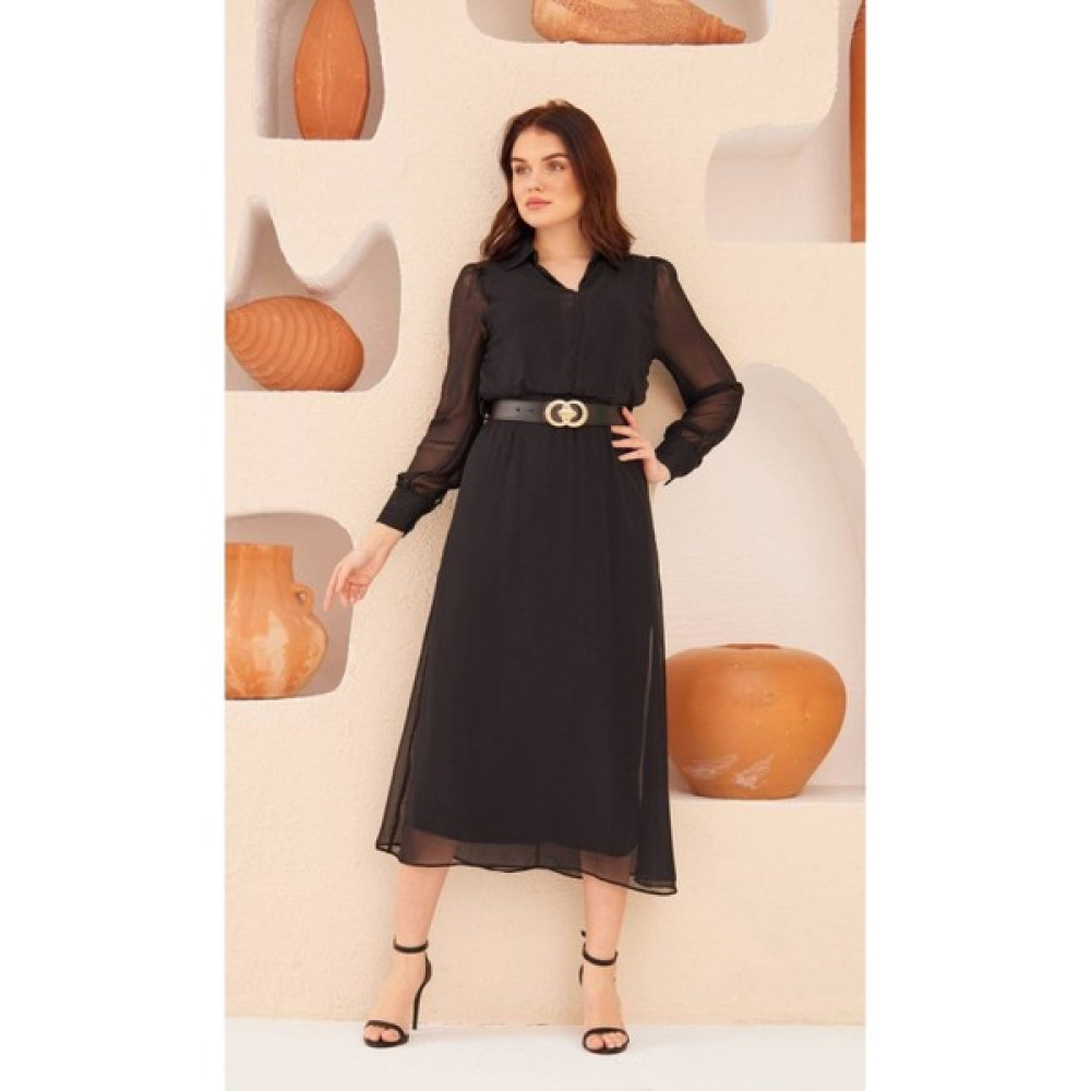 Şems Fashion Şifon Kumaş Astarlı V Yaka Uzun Şifon Elbise Uzun Elbise Elbise Elbise Fiyatı
