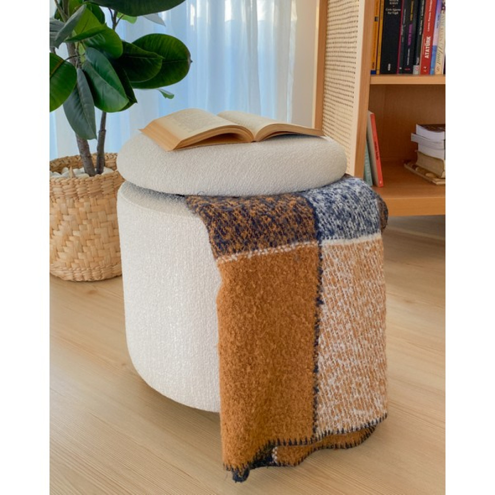 Semya Home Yuvarlak Sandıklı Puf - Beyaz Puf Fiyatı