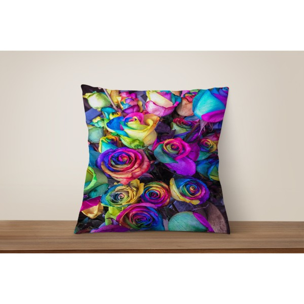 Şen Dekorasyon 3D Suluboya Güller Kırlent Kılıfı - 60 x 60 cm - Renkli Kırlent / Mobilya Yastığı Fiyatı
