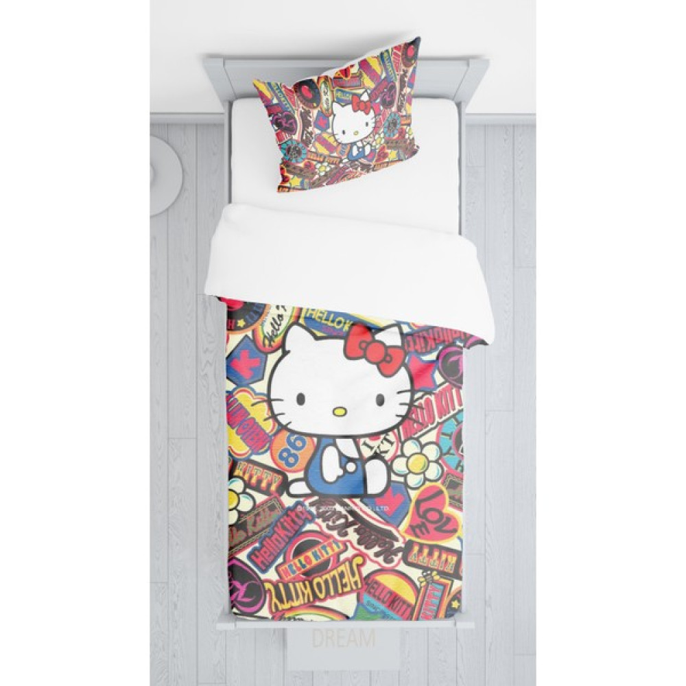 Şen Dekorasyon Renkli Hellokitty Yatak Örtüsü Takımı - 140 x 220 cm Yatak Örtüsü Fiyatı