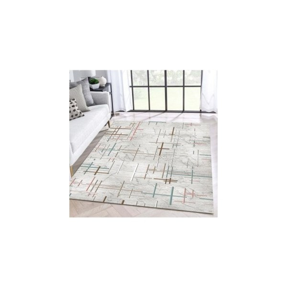 Sen Home Süngerli Lastikli Kaymaz Yıkanabilir Dijital Baskılı Halı Örtüsü - Bej - 200 x 290 cm Salon & Oturma Odası Tekstili Fiyatı