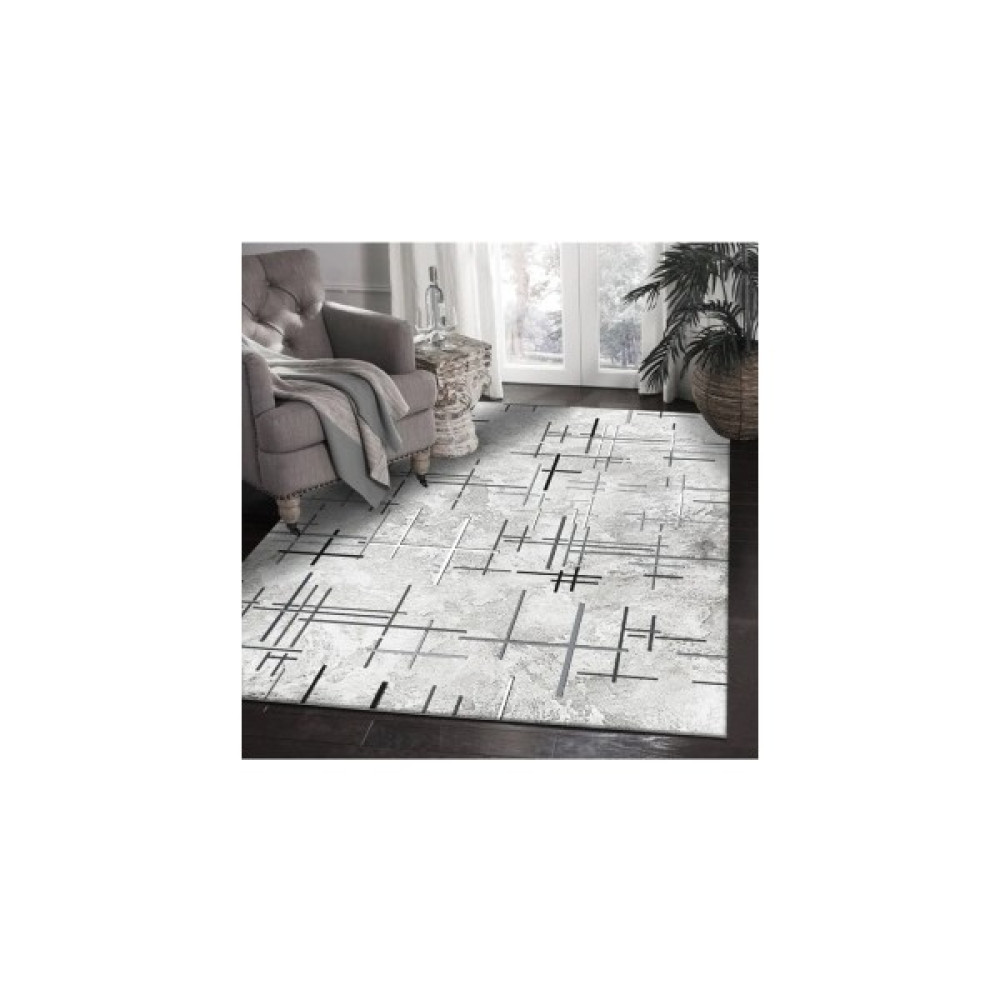 Sen Home Süngerli Lastikli Kaymaz Yıkanabilir Dijital Baskılı Halı Örtüsü - Gri - 190 x 290 cm Salon & Oturma Odası Tekstili Fiyatı