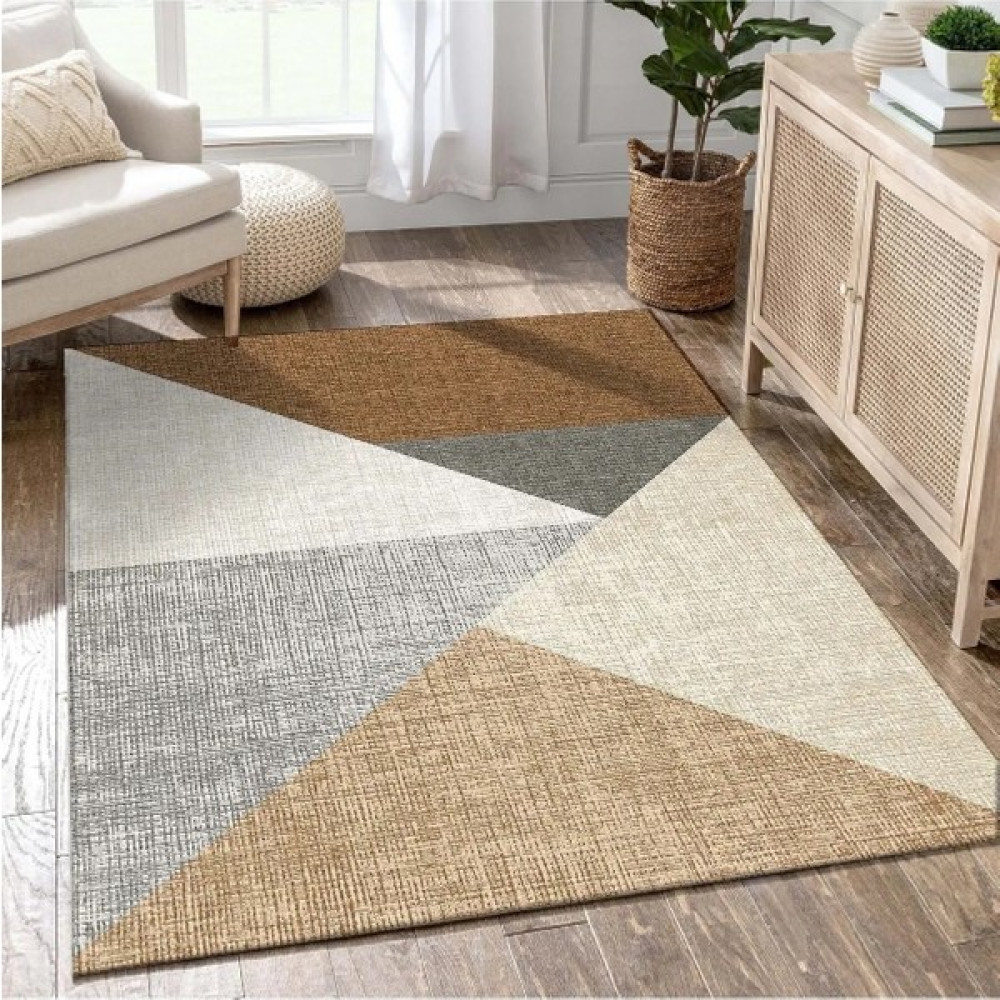 Sen Home Süngerli Lastikli Kaymaz Yıkanabilir Dijital Baskılı Halı Örtüsü Şh1 - 200 x 290 cm - Açık Kahverengi Salon & Oturma Odası Tekstili Fiyatı