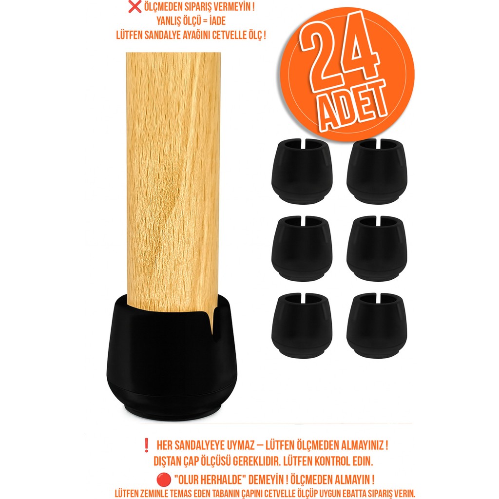 Senal Ticaret 24 Ad 17 mm Siyah Silikon Masa Sandalye Pabuç Kaydırmaz Koltuk Zemin Koruyucu Çizdirmez Ayak Kılıfı Koltuk Fiyatı
