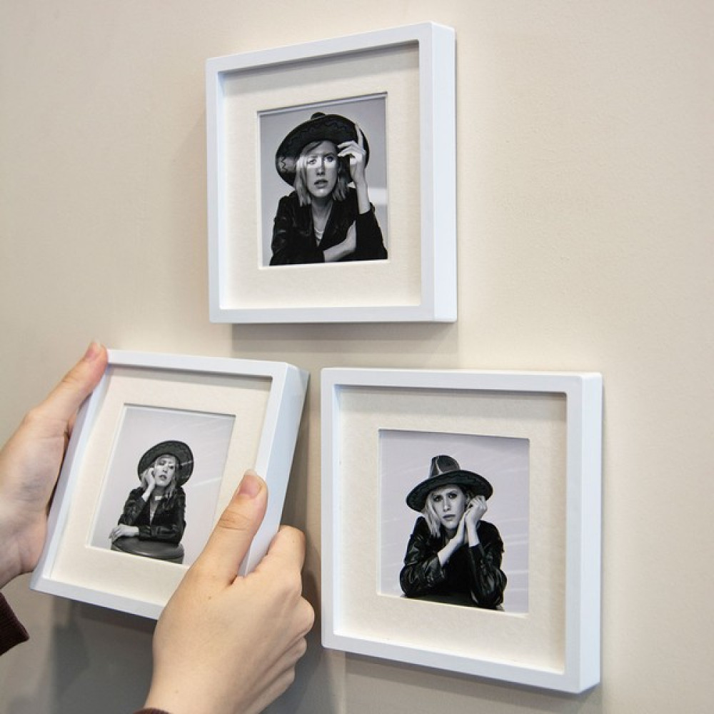 Senden Hediye Sök Tak Kare Çerçeve Yapışkan Bantlı Paspartulu 14X14CM - Beyaz Resim & Fotoğraf Çerçevesi Fiyatı