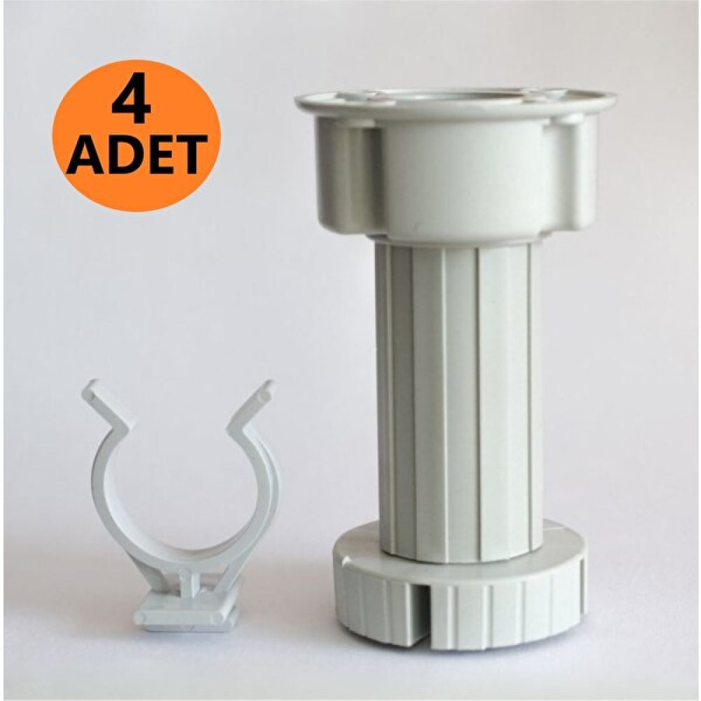 Şenel 4 Adet Baza Ayağı ve Klips Takım Mutfak Baza 10 cm - 15 cm Ayarlanabilir Ayak - Gri Nalburiye & Hırdavat Fiyatı