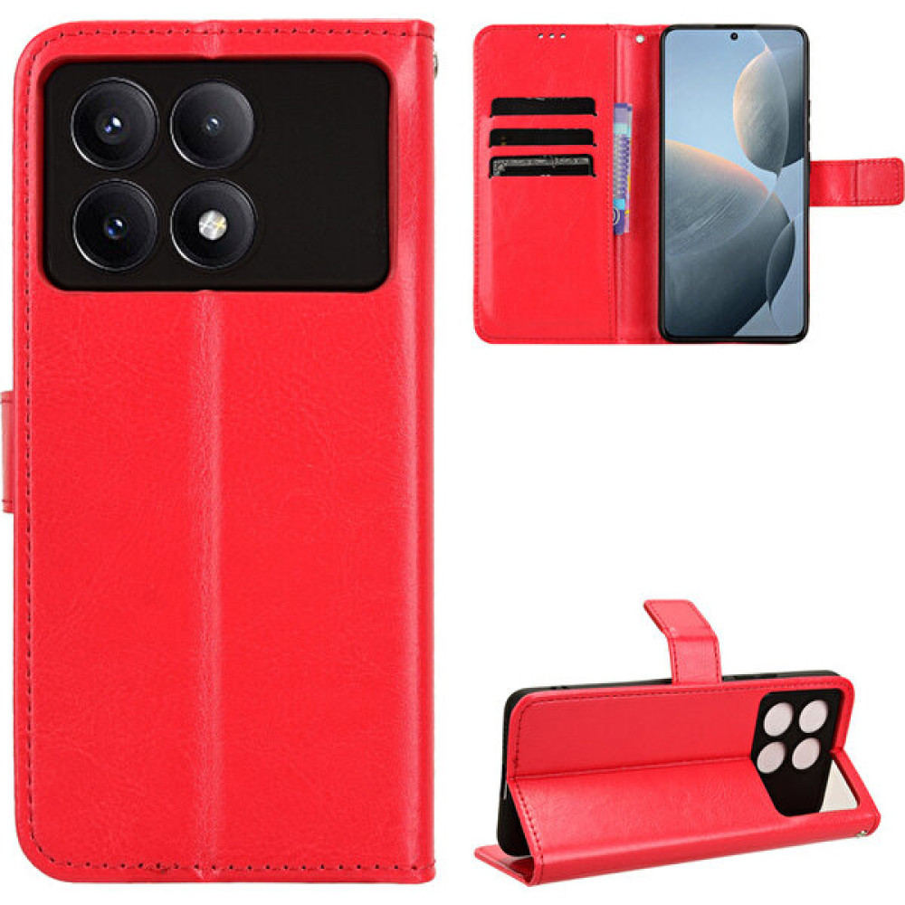 Seniee Xiaomi Mi Poco X6 Pro Deri Cüzdan Telefon Kılıfı (Yurt Dışından) - Kırmızı Cep Telefonu Kılıfı Fiyatı