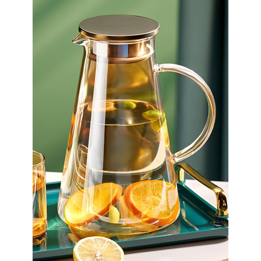 Senin Dükkanın Borosilikat Cam Metal Kapaklı Lüks Sürahi 1900 ml - 1,9 L Sürahi Fiyatı