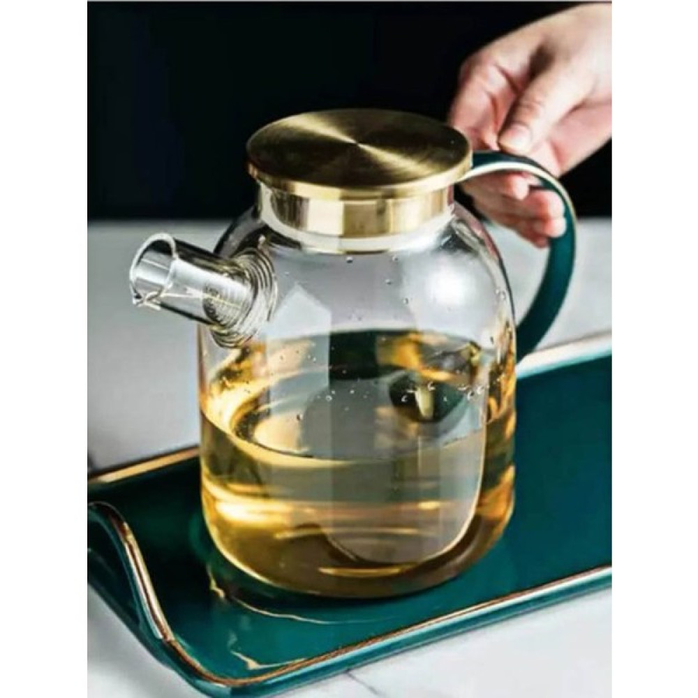 Senin Dükkanın Metal Kapaklı Isıya Dayanıklı Cam Bitki Çayı Demliği Cam Sürahi 1800 ml Çay / Çaydanlık Setleri Fiyatı