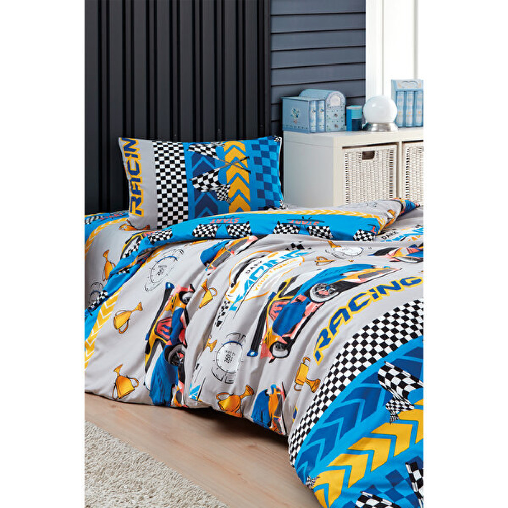 Senlife Ralli pamuklu ranforce nevresim takımı tek kişilik - 160 x 220 cm - Mavi Nevresim Takımı Fiyatı