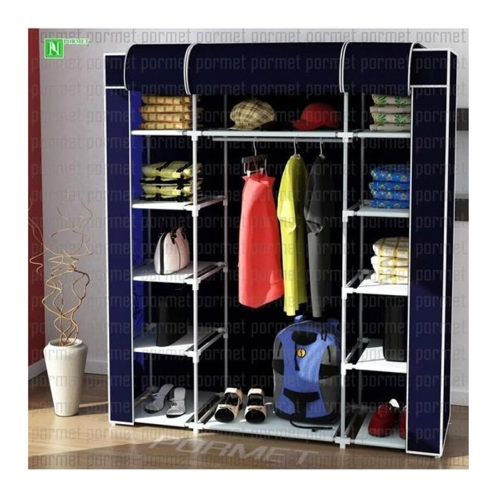Senmasy Lacivert Renk Bez Dolap Kumaş Katlanır Gardrop 160X45X130 cm Gardrop & Dolap Fiyatı