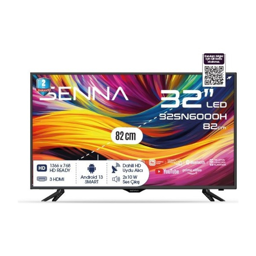 Senna 32SN6000H 32'' 82 Ekran Uydu Alıcılı HD Ready Android Smart LED TV Televizyonlar Fiyatı