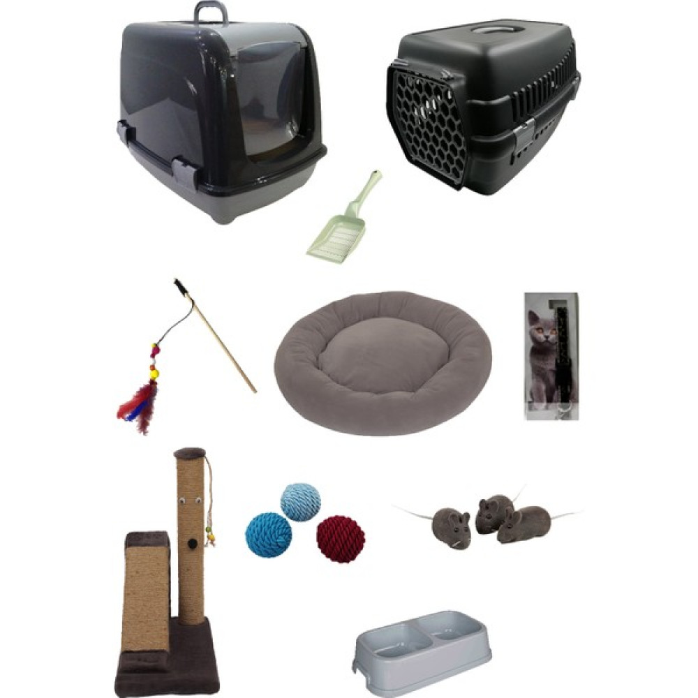 Sennedilersen Kedi Tuvaleti ve Kedi Başlangıç Seti Gri Lüx 10'lu - 50 x 39 x 37 cm - Koyu Gri Evcil Hayvan Ürünleri Fiyatı