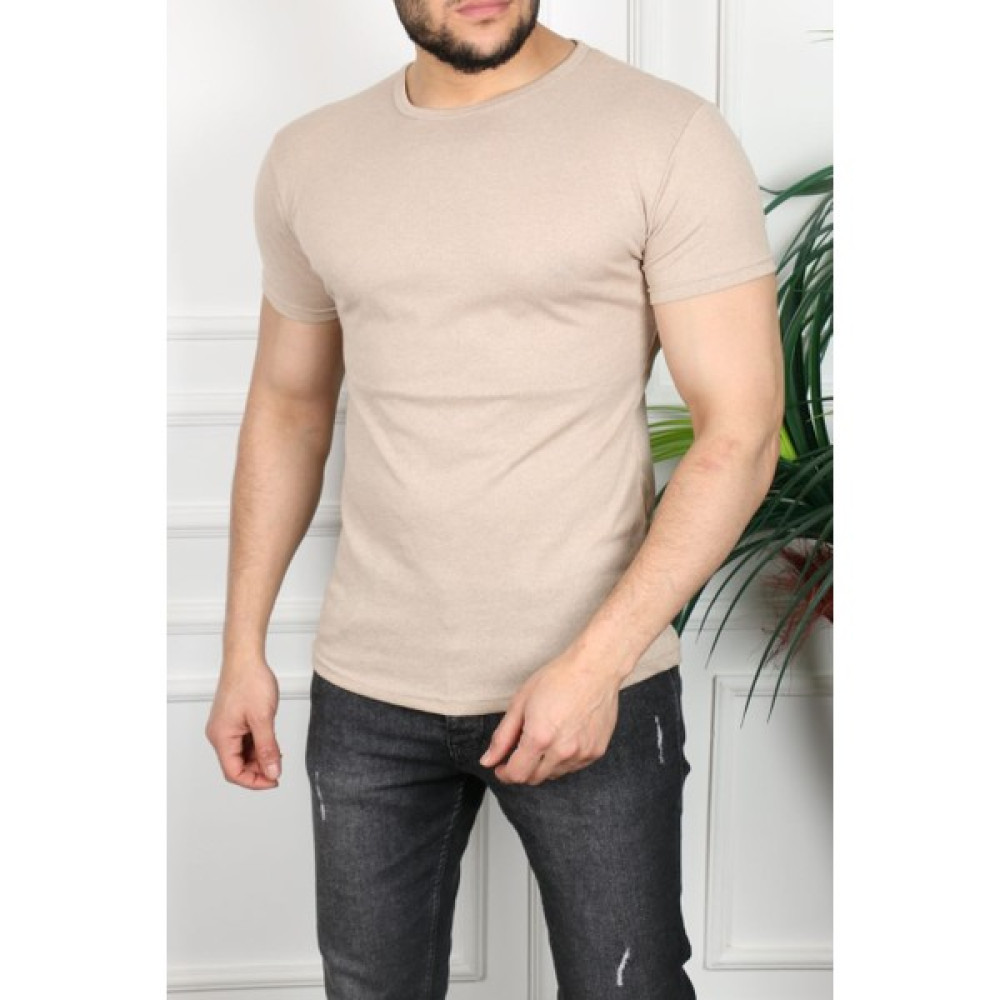 Şenol Erkek Bej Dar Kesim Slim Fit Tshirt Erkek T-shirt Fiyatı