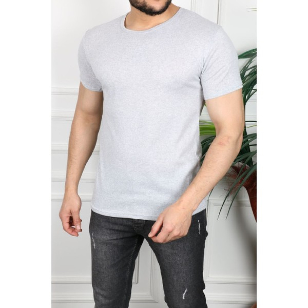 Şenol Erkek Gri Dar Kesim Slim Fit Tshirt Erkek T-shirt Fiyatı