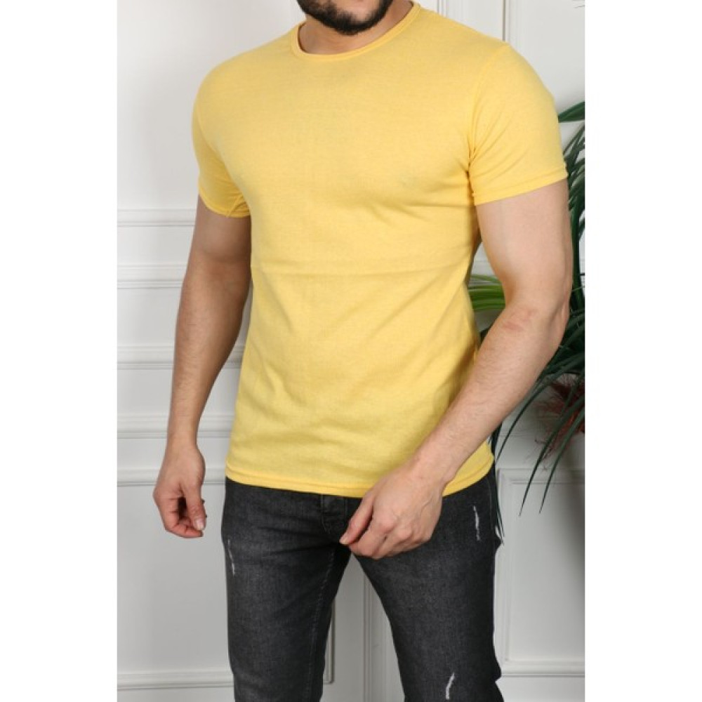 Şenol Erkek Sarı Dar Kesim Slim Fit Dar Kesim Tshirt Erkek T-shirt Fiyatı