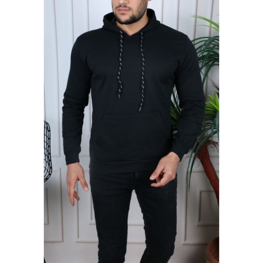 Şenol Erkek Siyah Kapşonlu Sweatshirt Erkek Sweatshirt Fiyatı